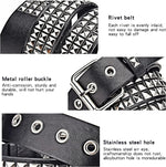 PALAY® Punk Rock Studded Belt for Women, Wide PU Leather Belt for Men,Stud Belt Goth Belts with Jeans Jacket Chains (Black,length 110cm)