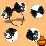 PALAY® Mic-Ky Mouse Hairband for Girls, Spooky Skull Ghost Halloween for Girls Halloween Sequin Bow Headband Costume Accessories Cute Ears Hair Accessories for Girls Women Party Festivals Hairband