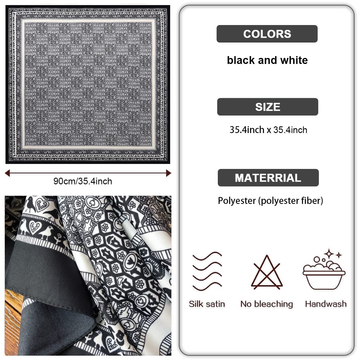 PALAY Satin Scarf for Women 35x35in 3 Pcs with Silky Feel Fabric | Hair Neck and Head Accessory