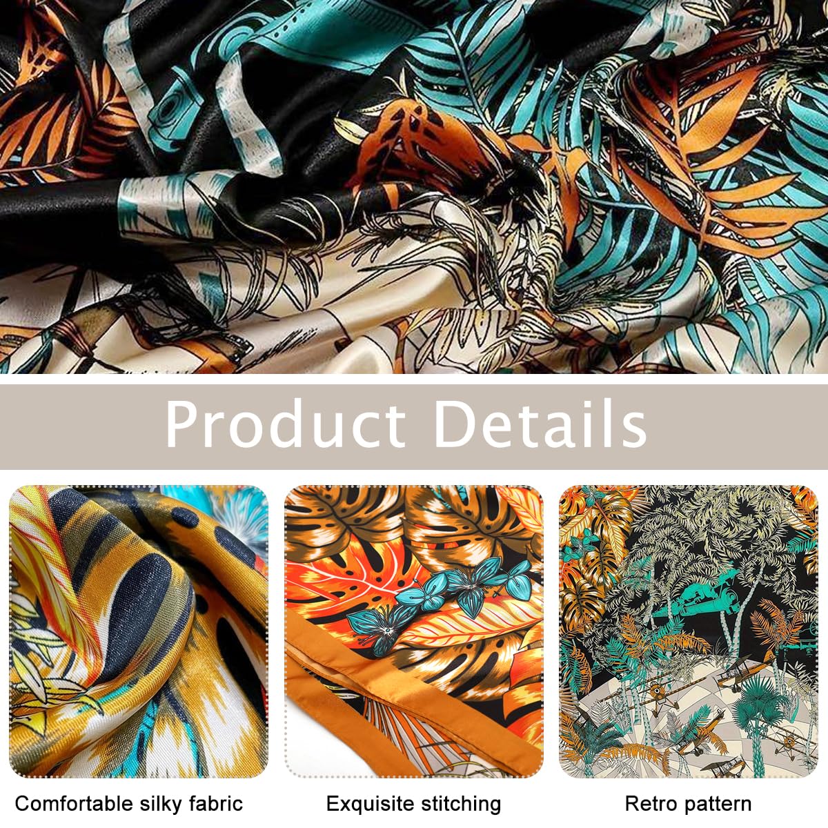 PALAY Satin Scarf for Women 35x35 in with Vibrant Prints and Silky Polyester Fabric | Gift Wrap