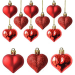 PALAY® 12Pcs Valentine's Day Red Heart Hanging Wall Decor Items for Bedroom Home Ornaments Set, Matte/Glitter/Shiny Mix with Red Room Decorate Items Surprised for Couple Gift for Girlfriend Boyfriend