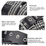 PALAY® Punk Rock Studded Belt for Women, Wide PU Leather Belt for Men,Stud Belt Goth Belts with Jeans Jacket Chains (Black,length 110cm)