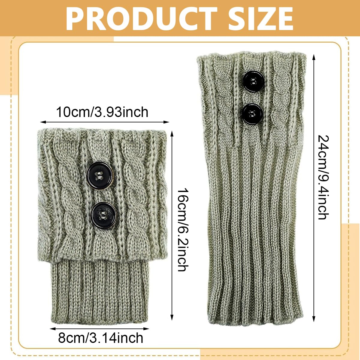 PALAY® Winter Warm Boot Cuffs Short Leg Warmers for Women, Stretchy Crochet Knitted Boot Topper Socks, Fashion Leg Cuff for Girls - 1 Pair, Grey