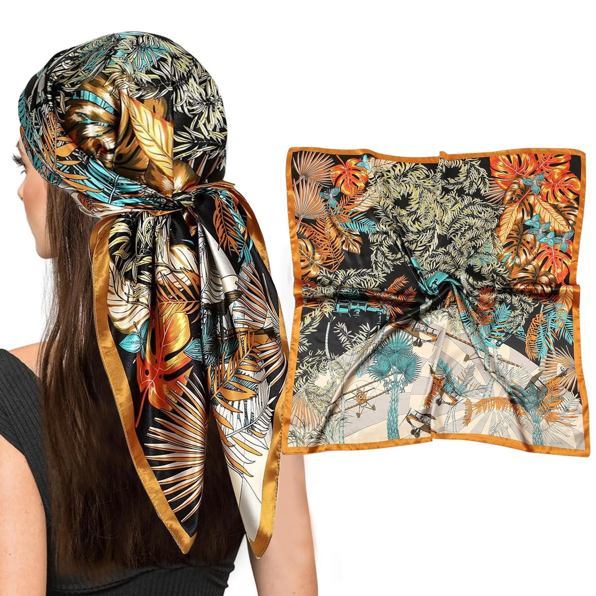 PALAY Satin Scarf for Women 35x35 in with Vibrant Prints and Silky Polyester Fabric | Gift Wrap