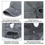 PALAY Womens Baseball Cap for Everyday Wear with Ponytail Hole Adjustable 54–60 cm Cotton Grey