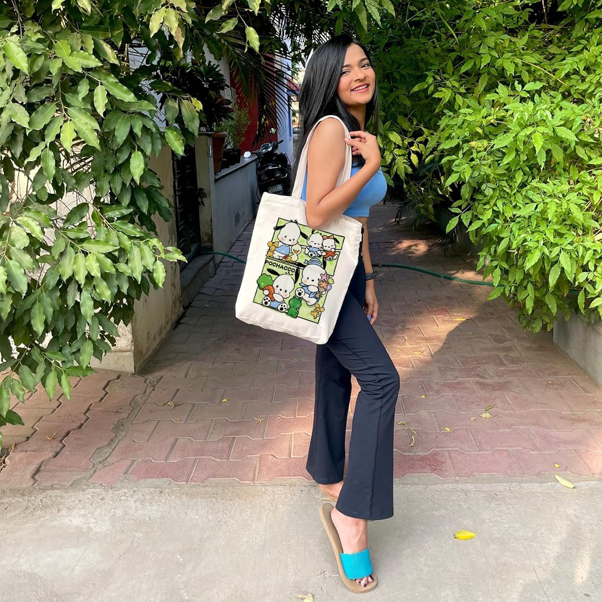 PALAY Tote Bag for Women featuring Sanrio Pochacco Canvas Design | Cute Gift Idea