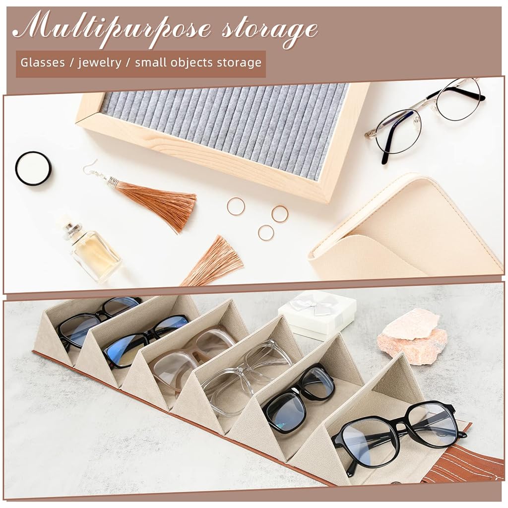 PALAY® 6 Slot Portable Folding Sunglasses Organizer Box Women Eyewear Sunglass Holder Wall Hanging Glasses Holder Rack Sunglasses Case Sunglass Pouch Multiple Sunglasses Spectacle Case