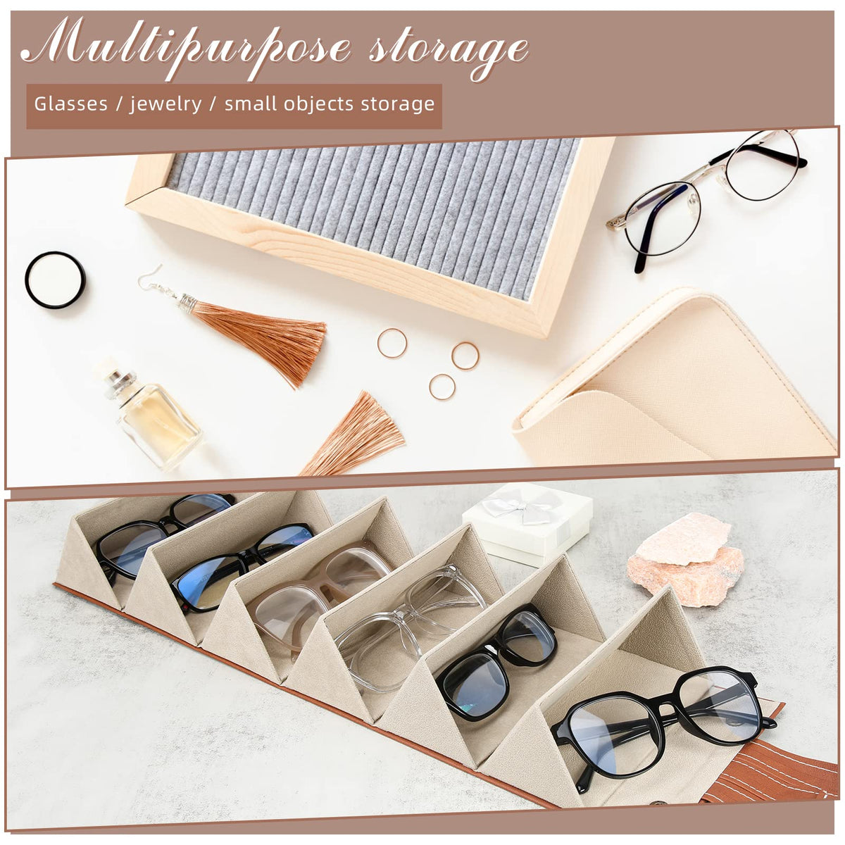 PALAY® 6 Slot Portable Folding Sunglasses Organizer Box Women Eyewear Sunglass Holder Wall Hanging Glasses Holder Rack Sunglasses Case Sunglass Pouch Multiple Sunglasses Spectacle Case