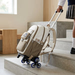PALAY Trolley School Backpack for Kids with Wheels-Khaki