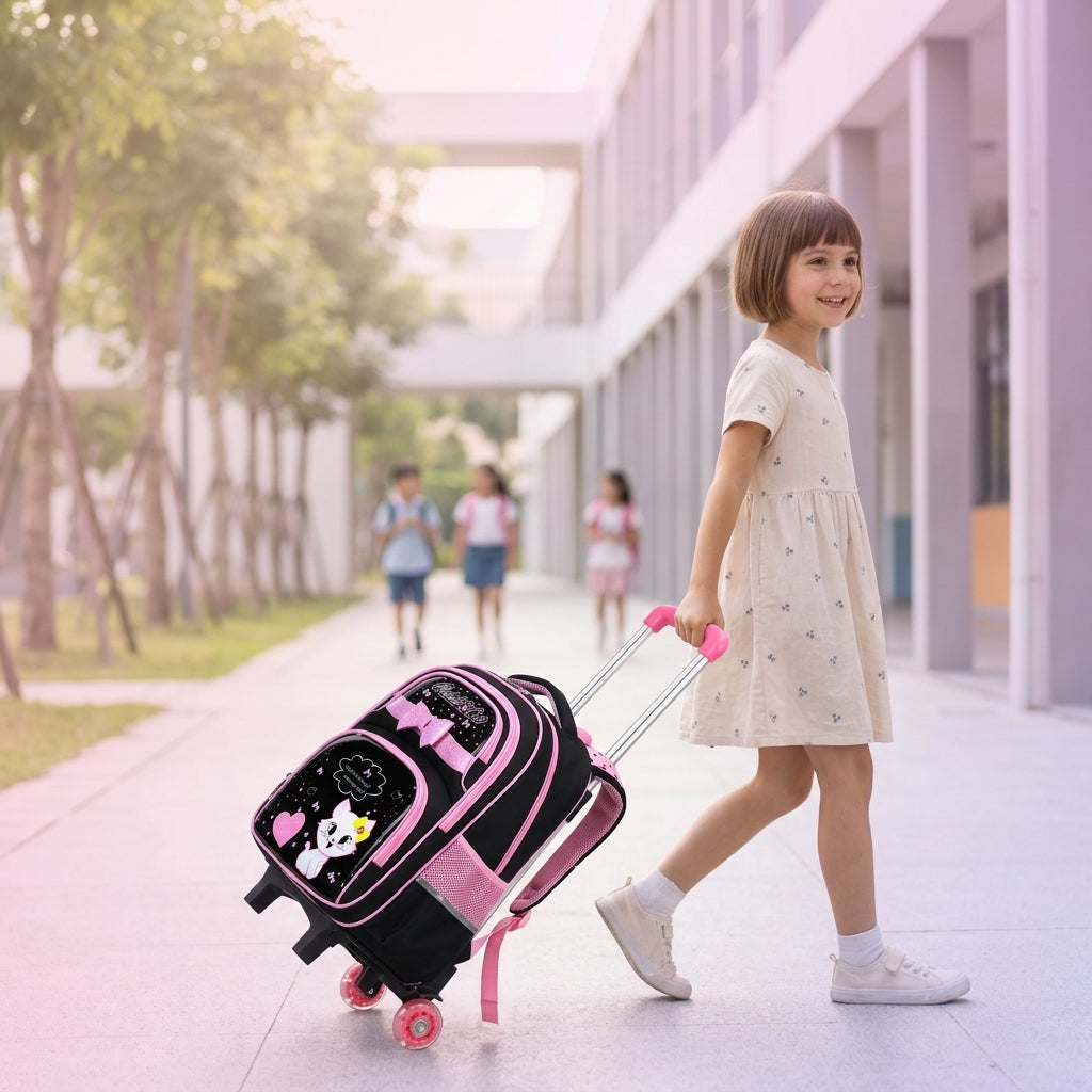 PALAY Trolley School Backpack for Girls with Detachable Wheels