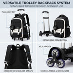 PALAY 30L Trolley School Backpack for Girls with 6 Wheels