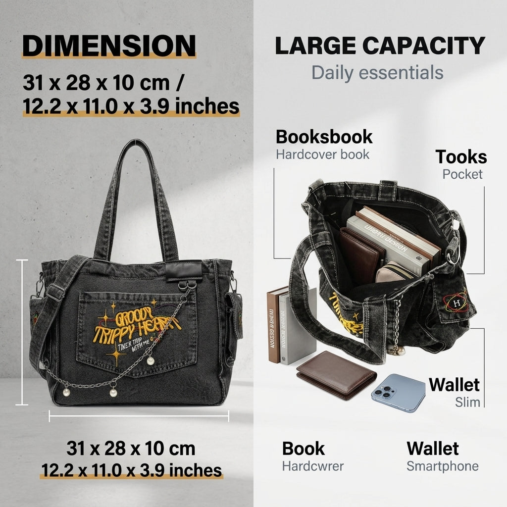 PALAY Denim Crossbody Tote Bag for Women
