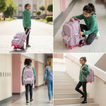 PALAY 30L School Trolley Backpack for Girls with Removable 6 Wheel Trolley