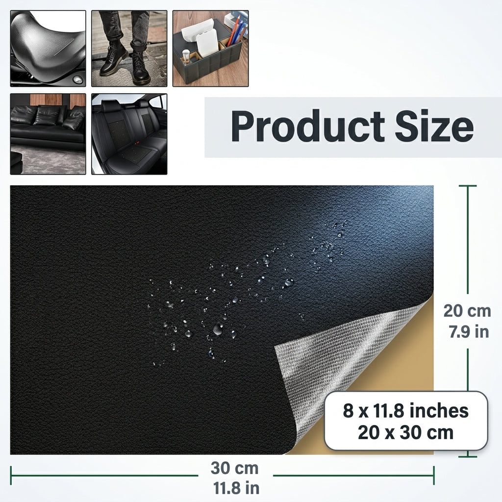 PALAY® 5Pcs Leather Repair Patch Self Adhesive for Car & Sofa Black