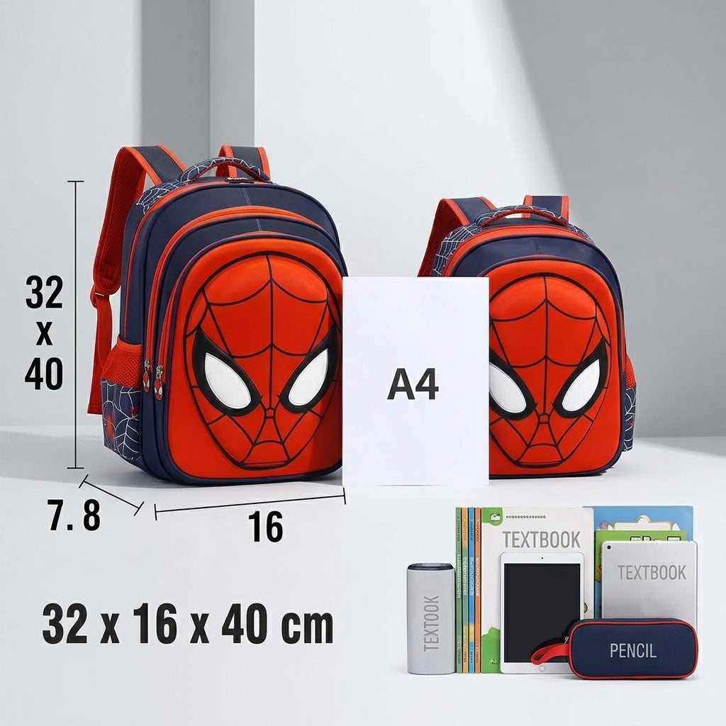 PALAY 3D Spiderman School Backpack for Kids Waterproof Large School Bag