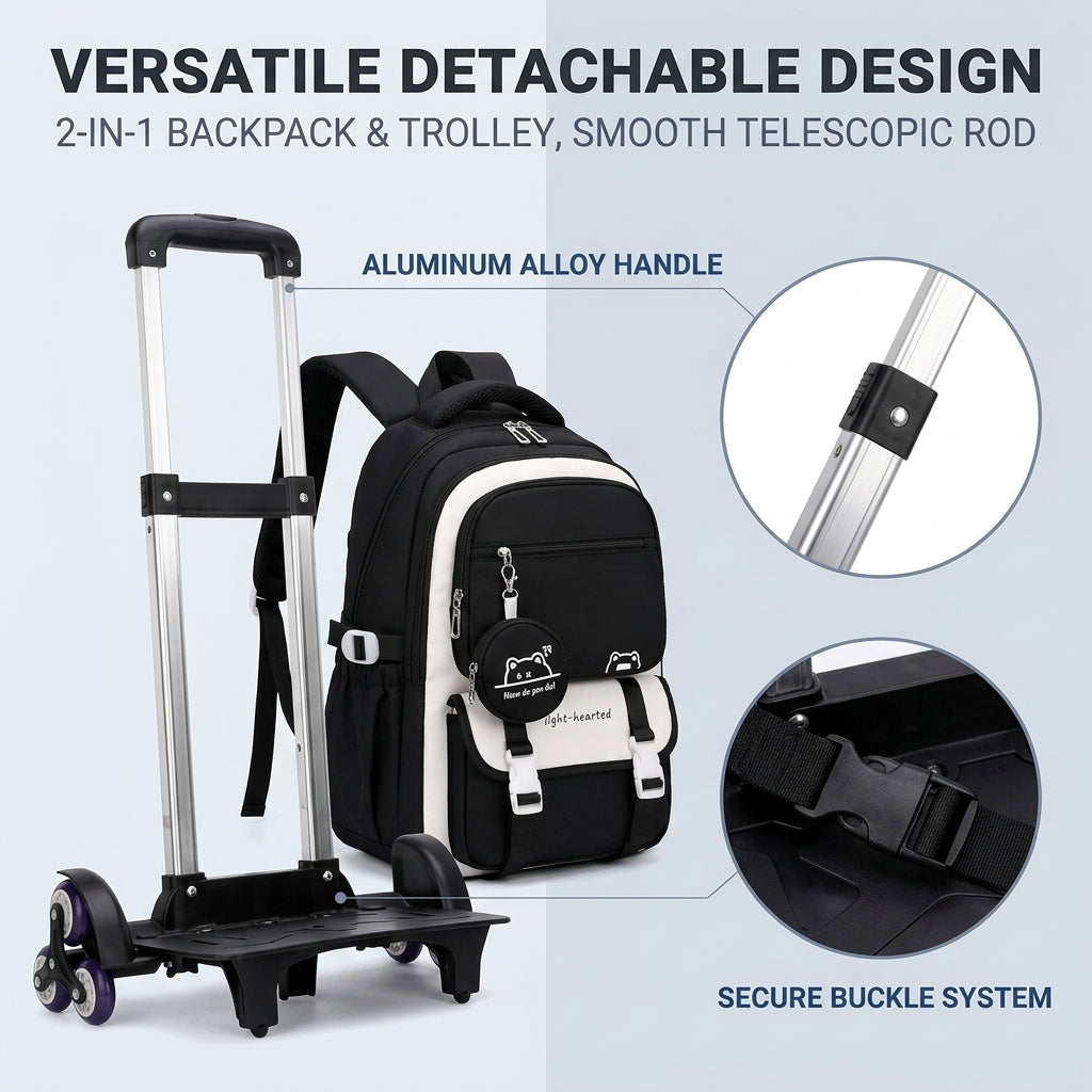 PALAY 30L Trolley School Backpack for Girls with 6 Wheels