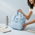 PALAY Insulated Lunch Bag for Office Blue Quilted Tiffin Bag