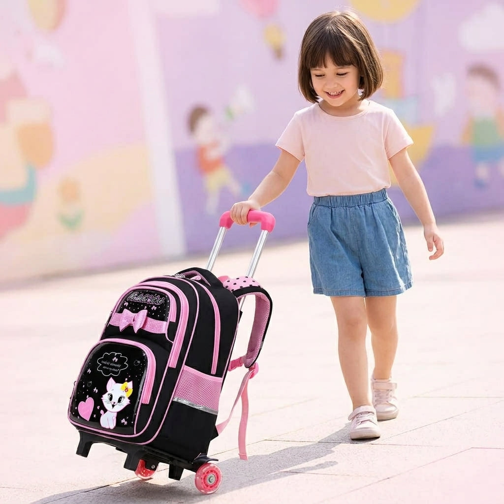 PALAY Trolley School Backpack for Girls with Detachable Wheels