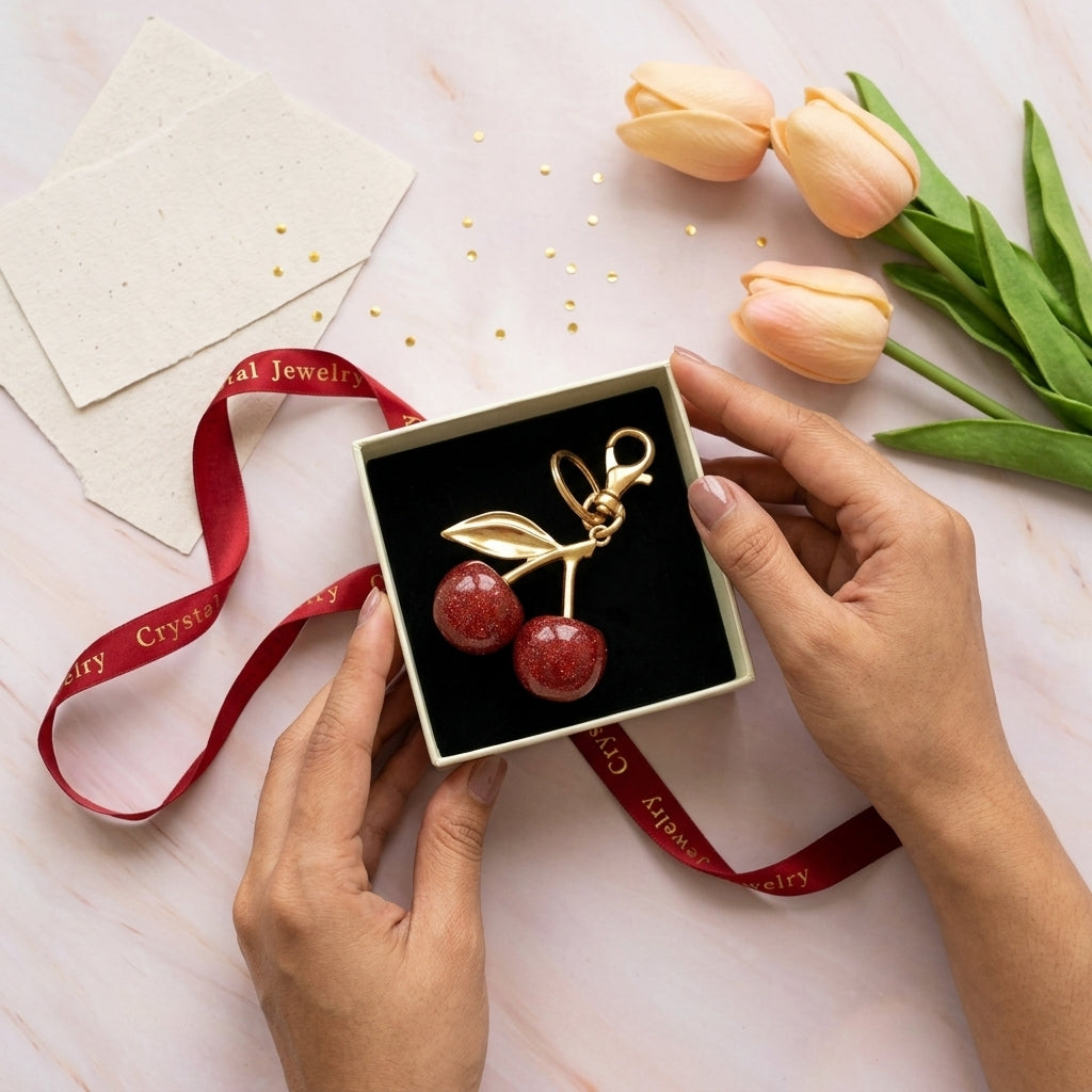 PALAY Red Cherry Bag Charm Keyring