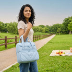 PALAY Insulated Lunch Bag for Office Blue Quilted Tiffin Bag