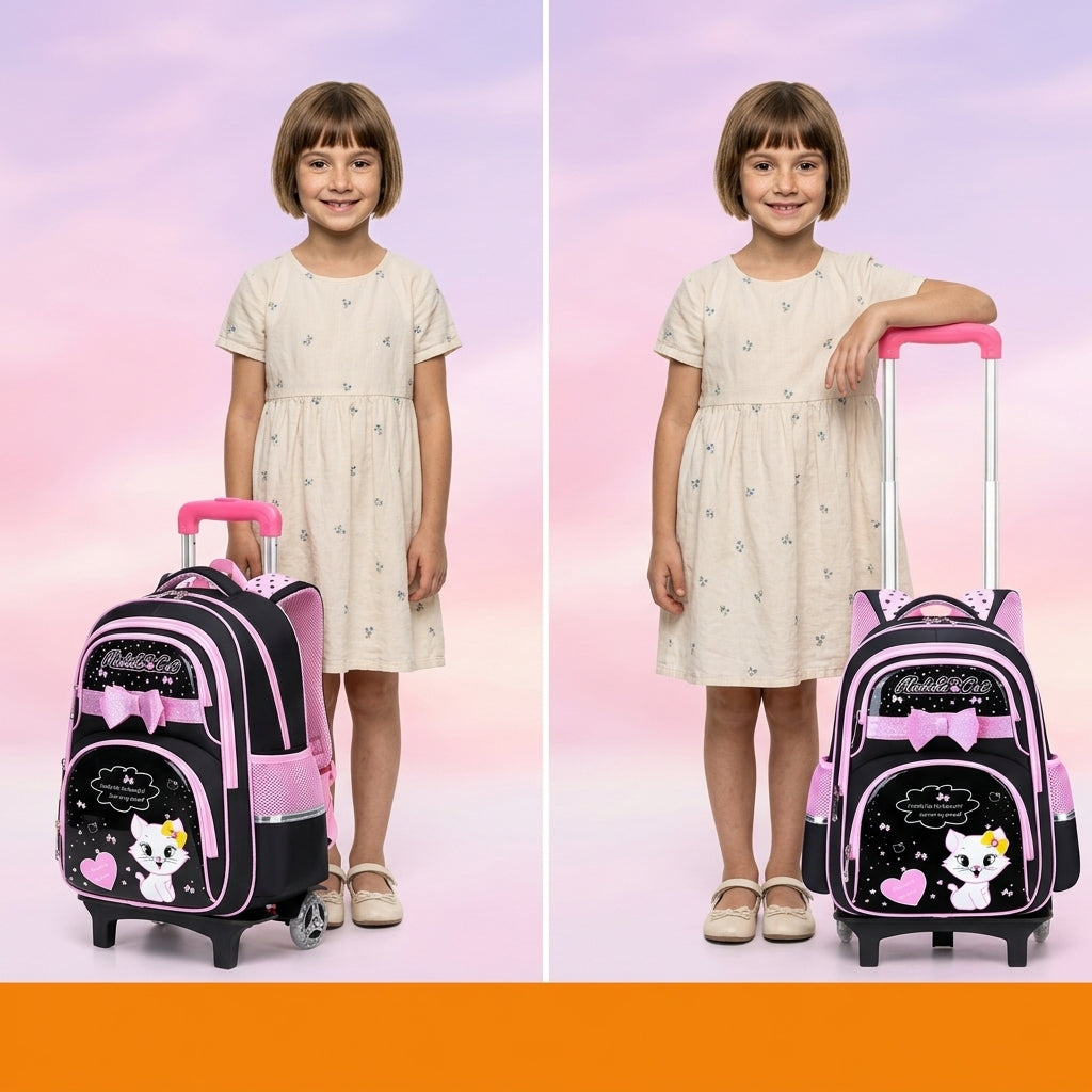 PALAY Trolley School Backpack for Girls with Detachable Wheels
