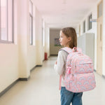 PALAY Heart Print Trolley School Backpack for Girls 7–12 Years