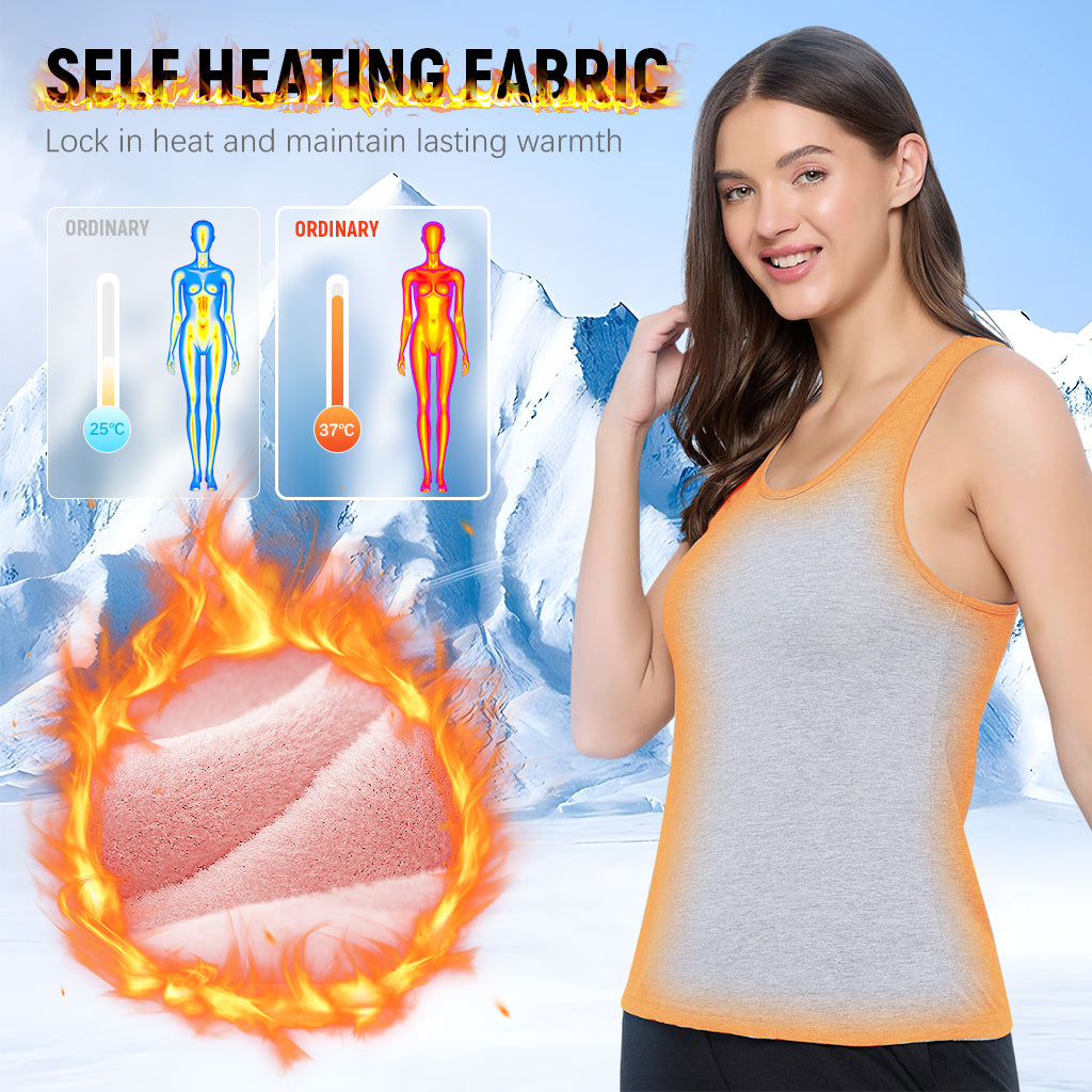 PALAY® Thermal Top for Women U-neck Winter Vest Top for Women Warm Fleece Lined Wide Strap Vest Thick Tank Top Winter Basic Warm Vest, Black