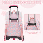 PALAY® School Backpack on 6-Wheel Backpack with Retractable Pull Handle Schoolgirls Backpack Detachable Wheel Stand Design Fashion Travel Backpack School Gift for Girls 6-12 Years Old