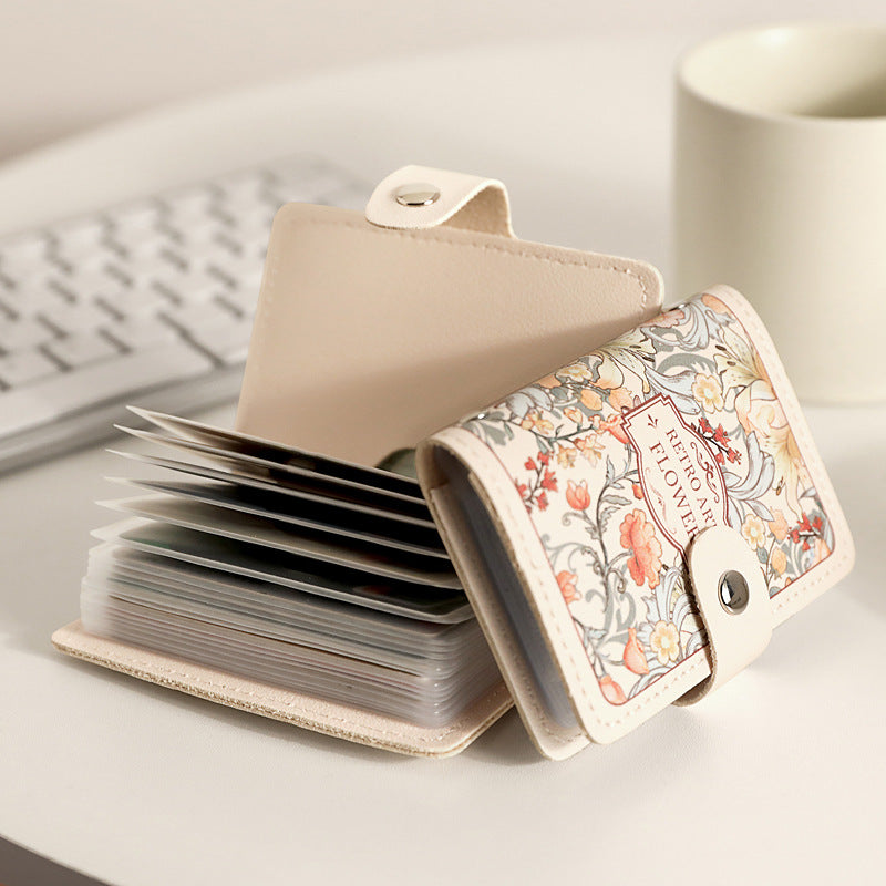 PALAY® PU Card Bag for Women Multi Credit Card Bag Holds Up 20 Cards Travel Card Organizer Transparent Card Pockets Fashion Floral Printed Card Bag Mother's Day Gift Birthday Gift for Women