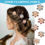 GUSTAVE® 6Pcs Rhinestone Flower Mini Hair Claw Clip & Hair Dressing Accessories for Teen ager Girls, Women