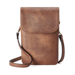 PALAY Crossbody Phone Bag for Daily and Travel Use with Multi Zipper Pockets | Vintage Brown PU Leather Mini Purse for Women