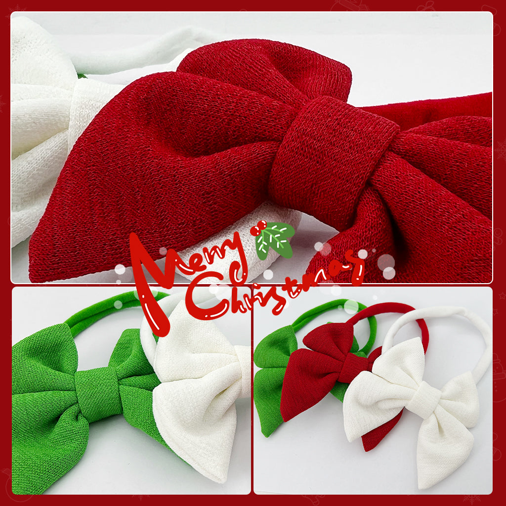 PALAY® 3Pcs Christmas Baby Headband 3-Color Bow Baby Girls Head Bands Toddlers Headbands Christmas Christmas Bow Girl Stretchy Headband Christmas Gift Headband for Baby Girls