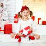 PALAY® 3Pcs Christmas Baby Headband 3-Color Bow Baby Girls Head Bands Toddlers Headbands Christmas Christmas Bow Girl Stretchy Headband Christmas Gift Headband for Baby Girls