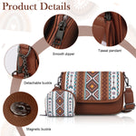 PALAY® Women Shoulder Bag with Small Coin Bag Fashion Boho Print Patchwork Vintage PU Casual Shoulder Bag Crossbody Bag Sling Bag Birthday Gift Valentine's Day Gift for Women, 8.8x2.7x5.9inches