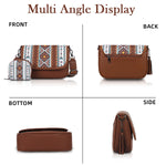 PALAY® Women Shoulder Bag with Small Coin Bag Fashion Boho Print Patchwork Vintage PU Casual Shoulder Bag Crossbody Bag Sling Bag Birthday Gift Valentine's Day Gift for Women, 8.8x2.7x5.9inches