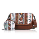 PALAY® Women Shoulder Bag with Small Coin Bag Fashion Boho Print Patchwork Vintage PU Casual Shoulder Bag Crossbody Bag Sling Bag Birthday Gift Valentine's Day Gift for Women, 8.8x2.7x5.9inches