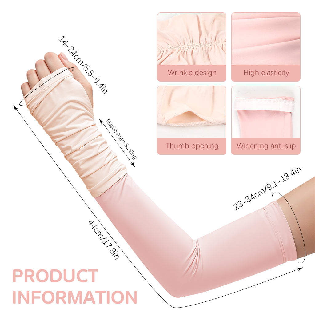 PALAY® Summer Arm Sleeves for Women UPF 50+ Sun Protection Breathable Nylon Ice Silk Quick Dry Stretchy Arm Sleeves Arm Sleeves with Thumb Loop, for Hiking, Riding, Driving, Golfing