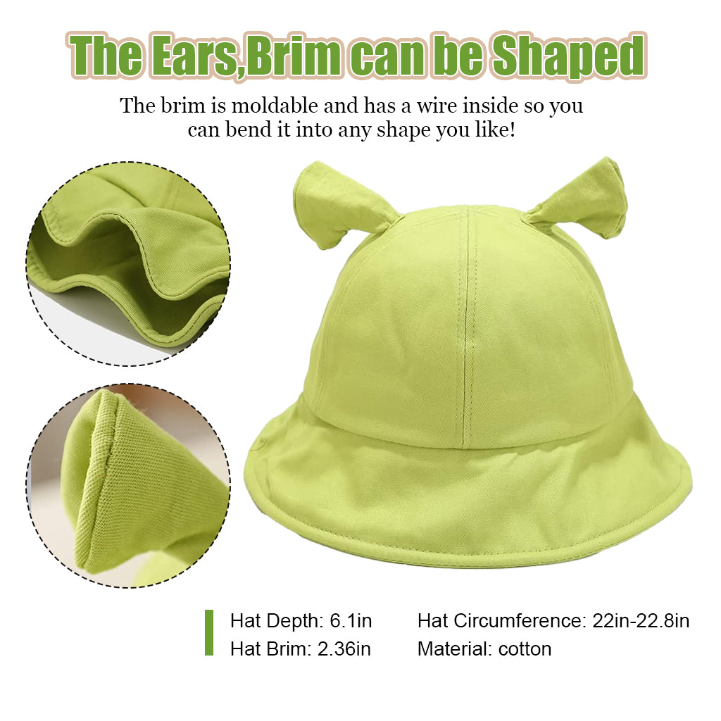 PALAY® Shrek Hat Fun Green Shrek Ear Sun Hat Bucket Hat Outdoor Fishman Hat Round Wide Brim Beach Sun Hat Gift for Fans Couple Hat for Men Women