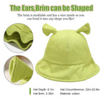 PALAY® Shrek Hat Fun Green Shrek Ear Sun Hat Bucket Hat Outdoor Fishman Hat Round Wide Brim Beach Sun Hat Gift for Fans Couple Hat for Men Women