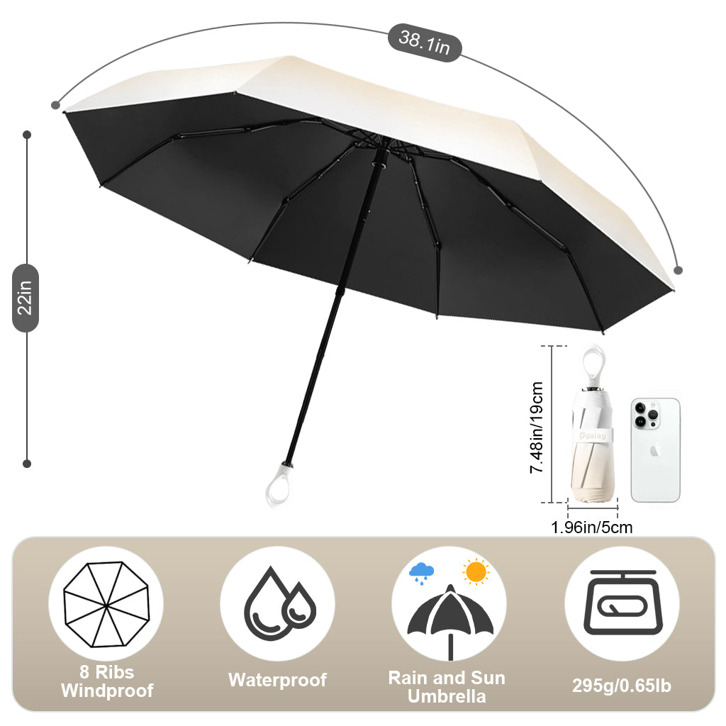 PALAY UV Umbrella for Sun and Rain with 8 Ribs Windproof Design and Gradient White Style
