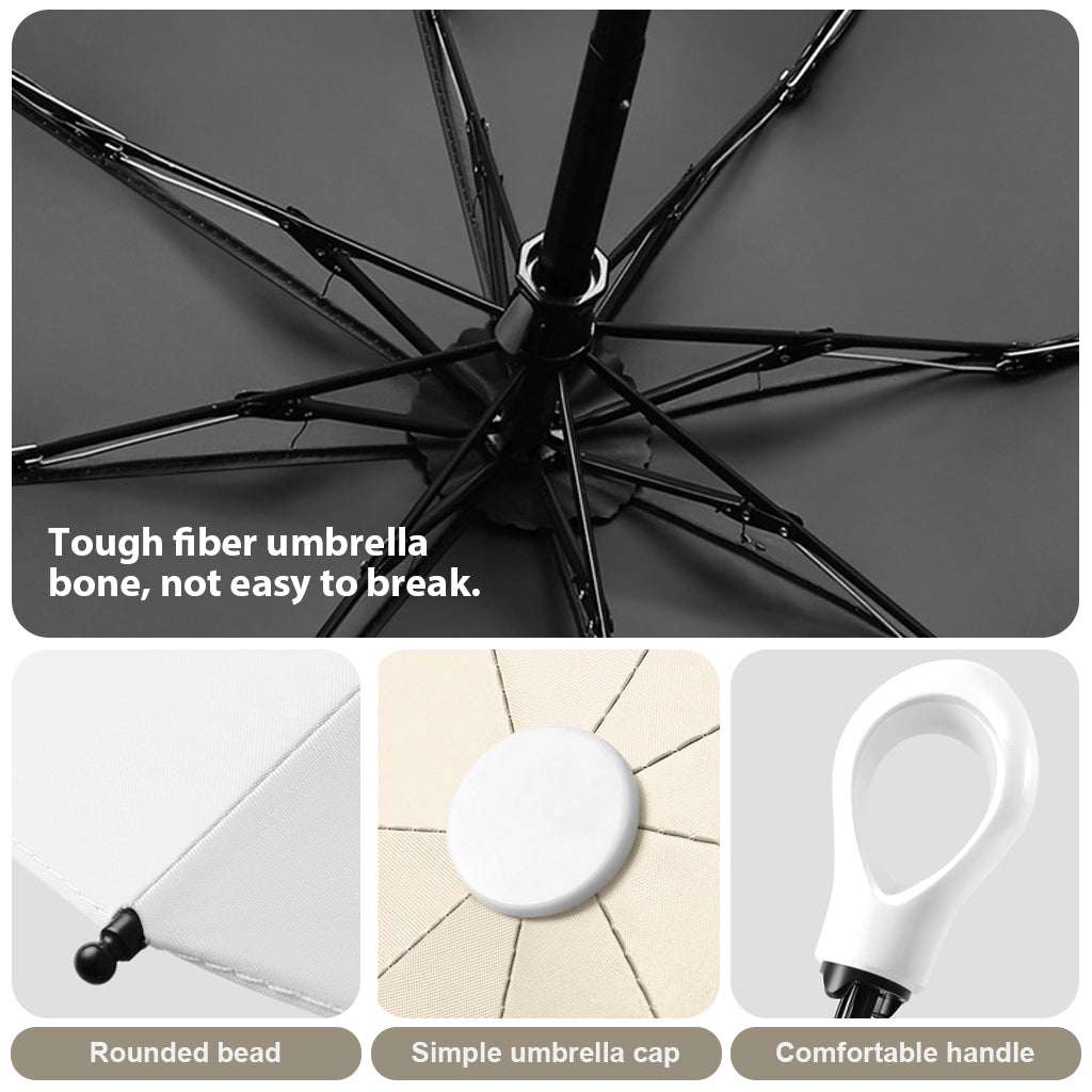 PALAY UV Umbrella for Sun and Rain with 8 Ribs Windproof Design and Gradient White Style
