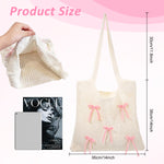 PALAY Bow Crochet Shoulder Tote Bag for Women Cute Knitted Handbag