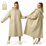PALAY Waterproof Full-Length Hooded Raincoat for Women Long Rain Jacket