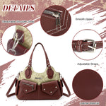 PALAY Vintage PU Leather Tote Bag for Women Retro Handbag