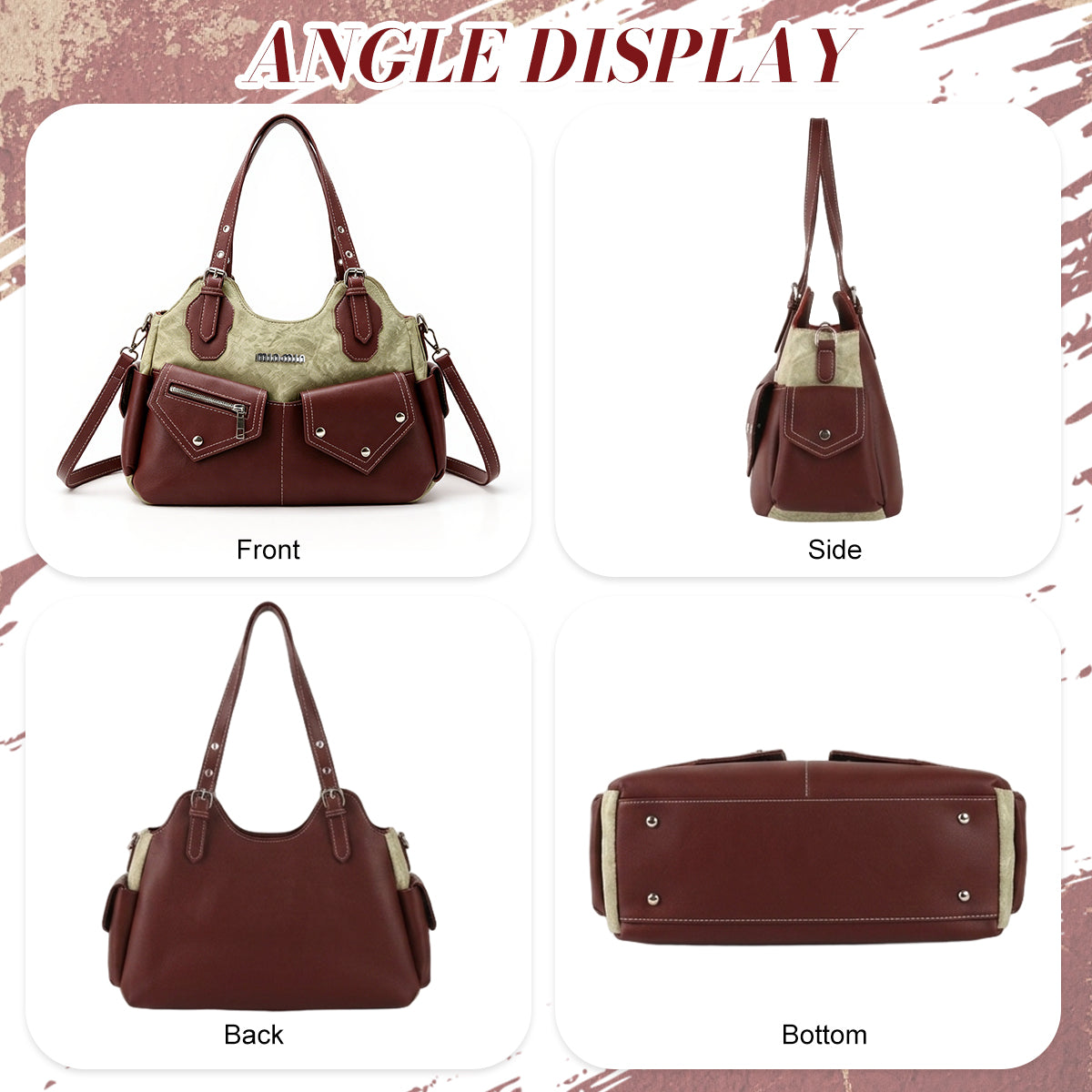 PALAY Vintage PU Leather Tote Bag for Women Retro Handbag