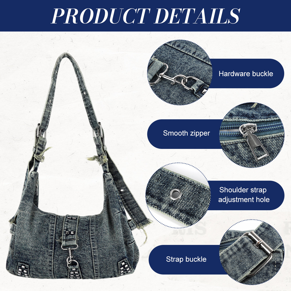 PALAY Denim Crossbody Tote Bag for Women Large Capacity Shoulder Bag